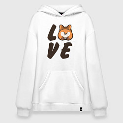 Толстовка-худи оверсайз Love Corgi, цвет: белый