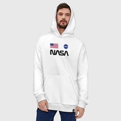 Толстовка-худи оверсайз NASA НАСА, цвет: белый — фото 2