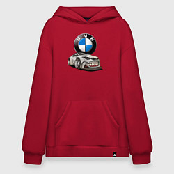 Толстовка-худи оверсайз BMW оскал, цвет: красный