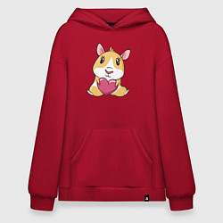 Толстовка-худи оверсайз Морская Свинка, цвет: красный