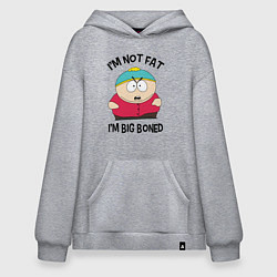 Толстовка-худи оверсайз Я не толстый, цвет: меланж