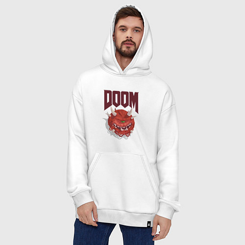 Худи оверсайз DOOM / Белый – фото 4