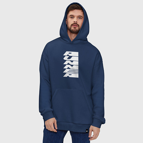 Худи оверсайз Runner / Тёмно-синий – фото 4