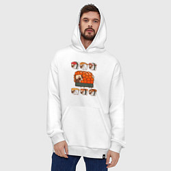 Толстовка-худи оверсайз Мопс и роллы, цвет: белый — фото 2