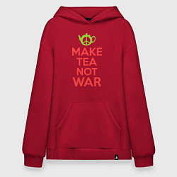 Толстовка-худи оверсайз Make tea not war, цвет: красный