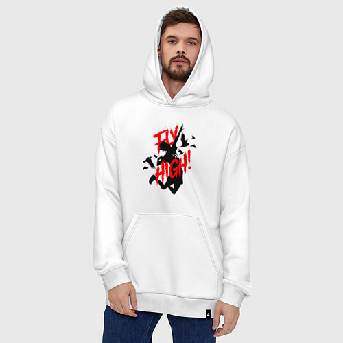Худи оверсайз FLY HIGH! ВОЛЕЙБОЛ / Белый – фото 4
