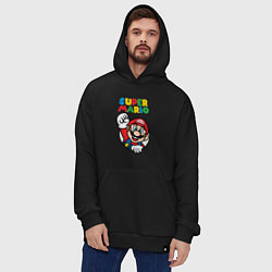 Толстовка-худи оверсайз Mario, цвет: черный — фото 2