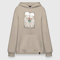 Толстовка-худи оверсайз Love День святого Валентина, цвет: миндальный