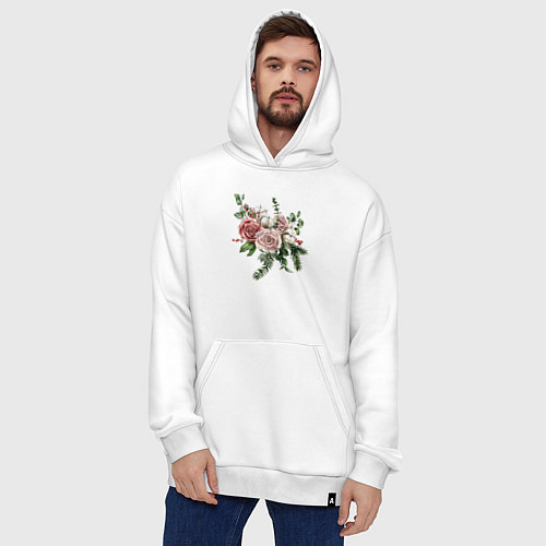 Худи оверсайз Букет роз / Белый – фото 4