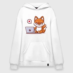 Худи оверсайз Cute fox and laptop