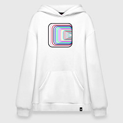 Толстовка-худи оверсайз Иллюзия Квадрат, цвет: белый