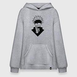 Толстовка-худи оверсайз Магическая битва, цвет: меланж