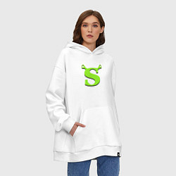 Толстовка-худи оверсайз Shrek: Logo S, цвет: белый — фото 2