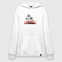Толстовка-худи оверсайз Palm tree, цвет: белый