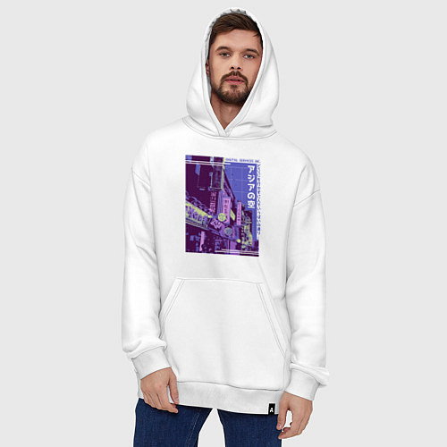 Худи оверсайз Neon Asian Street Vaporwave / Белый – фото 4