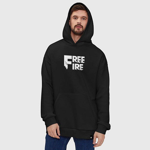 Худи оверсайз FREEFIRE FF WHITE LOGO Z / Черный – фото 4