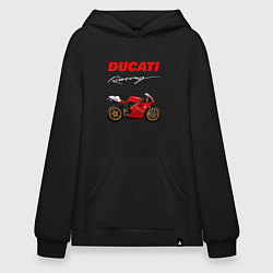 Толстовка-худи оверсайз DUCATI ДУКАТИ MOTOSPORT, цвет: черный