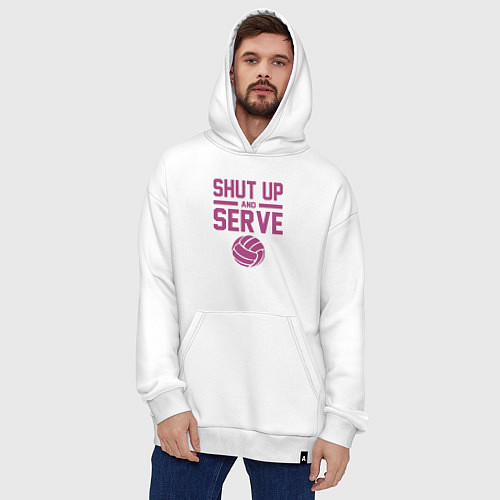 Худи оверсайз Shut Up And Serve / Белый – фото 4