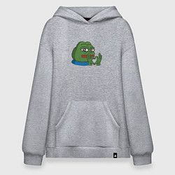 Толстовка-худи оверсайз Pepe love пепе лов, цвет: меланж