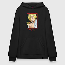 Толстовка-худи оверсайз Санджи закуривает, цвет: черный