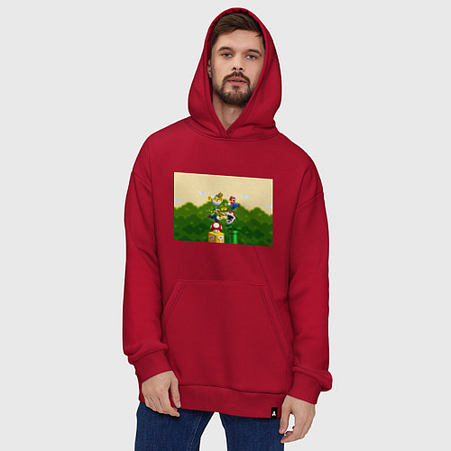 Худи оверсайз Mario Coins / Красный – фото 4