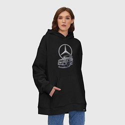 Толстовка-худи оверсайз Mercedes Gelendwagen G63 AMG G-class G400d, цвет: черный — фото 2