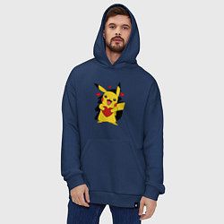 Толстовка-худи оверсайз ПИКАЧУ И СЕРДЕЧКО POKENON PIKACHU LOVE, цвет: тёмно-синий — фото 2
