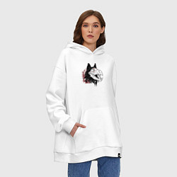 Толстовка-худи оверсайз Fashionable avant-garde wolf, цвет: белый — фото 2