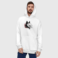 Толстовка-худи оверсайз Fashionable avant-garde wolf, цвет: белый — фото 2