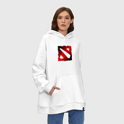 Толстовка-худи оверсайз ЧЁРНО КРАСНОЕ ЛОГО ДОТА 2 DOTA 2 LOGO, цвет: белый — фото 2