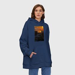 Толстовка-худи оверсайз Питерский закат, цвет: тёмно-синий — фото 2