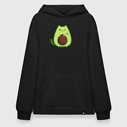 Толстовка-худи оверсайз Avo cat o подмигивает, цвет: черный