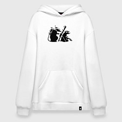 Толстовка-худи оверсайз Мыши с гранатометом Banksy, цвет: белый