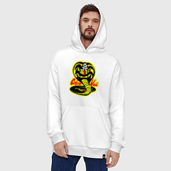 Толстовка-худи оверсайз Кобра кай лого, цвет: белый — фото 2