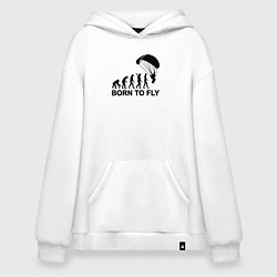 Толстовка-худи оверсайз Рожденный летать, цвет: белый