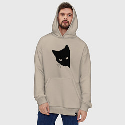 Толстовка-худи оверсайз Всё тот же чёрный котяра!, цвет: миндальный — фото 2