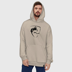 Толстовка-худи оверсайз Wolf Emblem Jaw, цвет: миндальный — фото 2