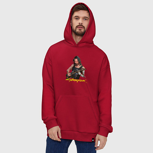 Худи оверсайз Джонни Cyberpunk2077 Johnny с гитарой / Красный – фото 4