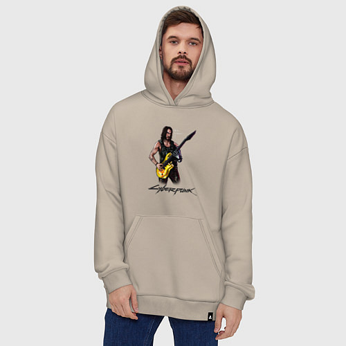 Худи оверсайз Cyberpunk 2077 Johnny гитарист / Миндальный – фото 4