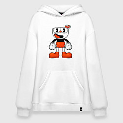 Толстовка-худи оверсайз Cuphead красная чашечка, цвет: белый