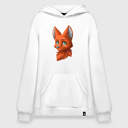 Толстовка-худи оверсайз Милая лисичка Cute fox, цвет: белый