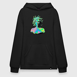 Толстовка-худи оверсайз Gorgon Medusa Vaporwave Neon, цвет: черный