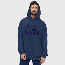 Толстовка-худи оверсайз Бокс Boxing is cool, цвет: тёмно-синий — фото 2