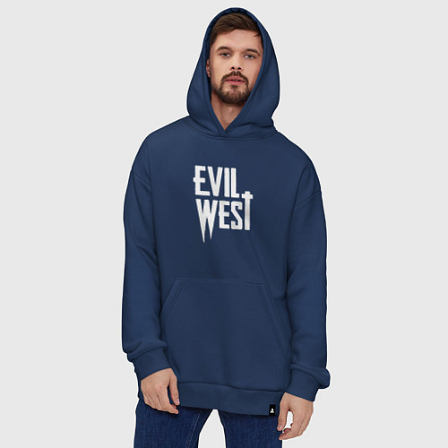 Худи оверсайз Evil west logo / Тёмно-синий – фото 4