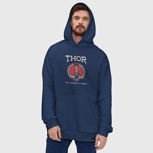 Худи оверсайз Thor strenght of Asgard / Тёмно-синий – фото 4