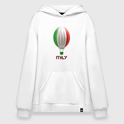 Толстовка-худи оверсайз 3d aerostat Italy flag, цвет: белый