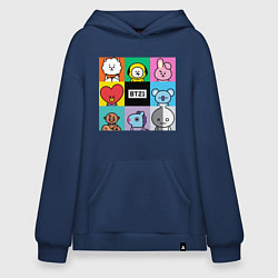 Толстовка-худи оверсайз BT21 BTS к-поп, цвет: тёмно-синий