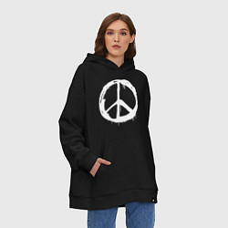 Толстовка-худи оверсайз Pacific symbol white, цвет: черный — фото 2