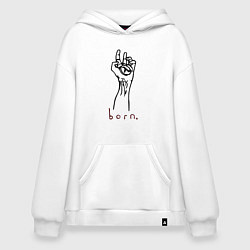 Толстовка-худи оверсайз Half life - born, цвет: белый