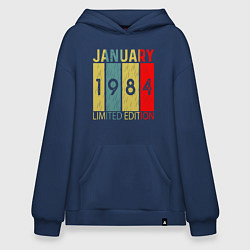 Толстовка-худи оверсайз 1984 - Январь, цвет: тёмно-синий